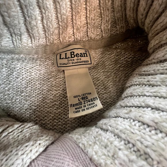 LL Bean Mens Large Tan 1/4 Button Pullover Sweater Cozy Kniy Heavyweight - Picture 3 of 3